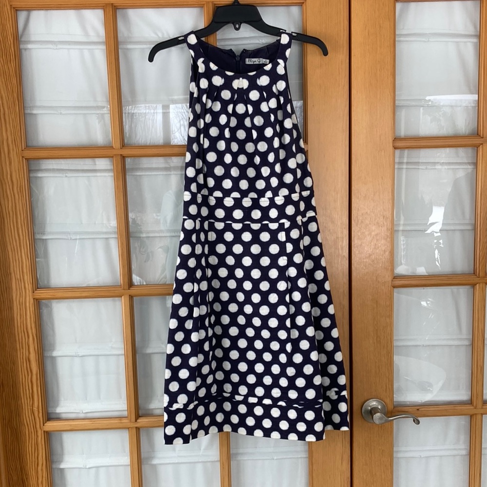 Eliza J - navy polka dot summer dress - size 14